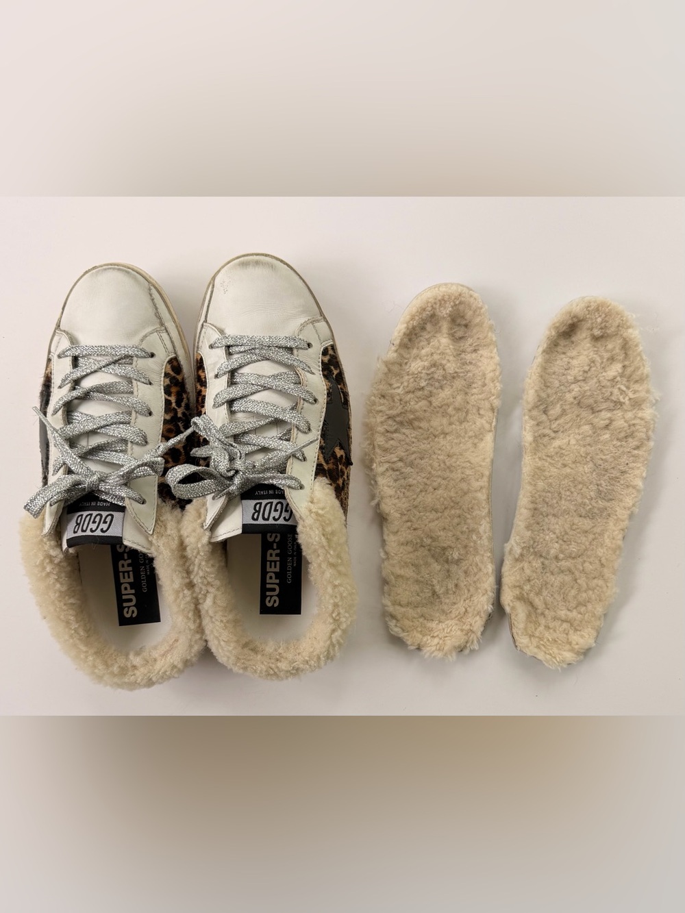 Golden Goose Superstar Sabot Shearling Leopard Calf Hair Sneakers EU 37 US 7 - Picture 8 of 15